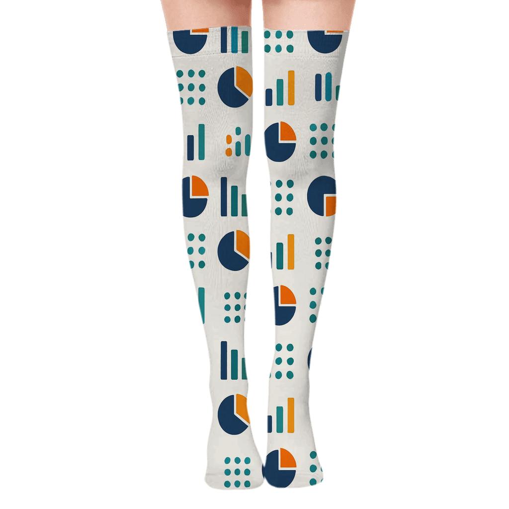 Metric Mosaic With Data Analyst Rhythm custom over-the-knee socks