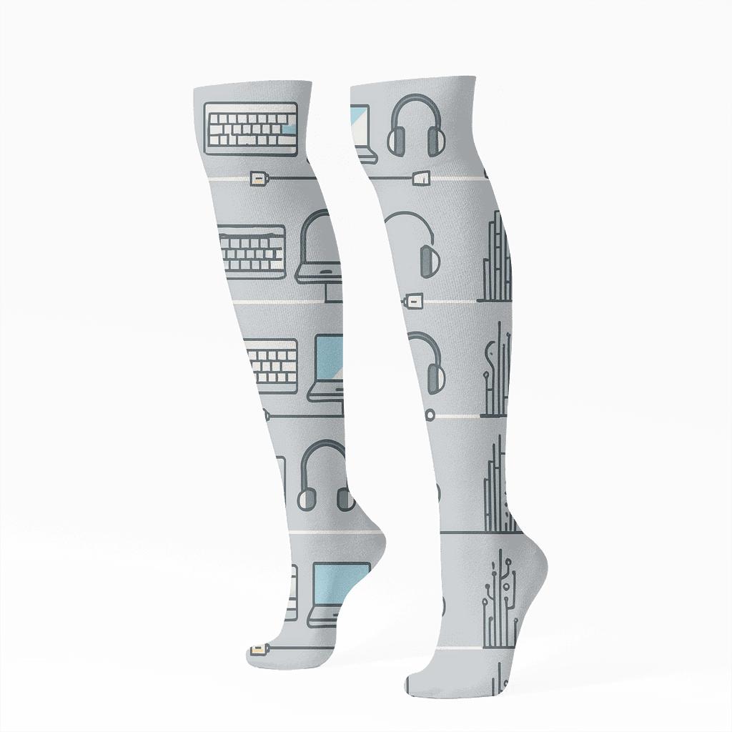 Circuit Skyline Grid For It Support Specialist Teams stylish athletic knee-high socks