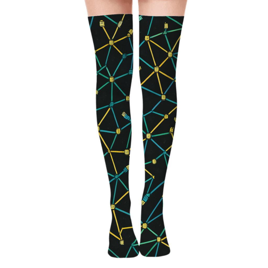 Cable Constellation Pattern For The Network Administrator unique graphic over-the-knee socks