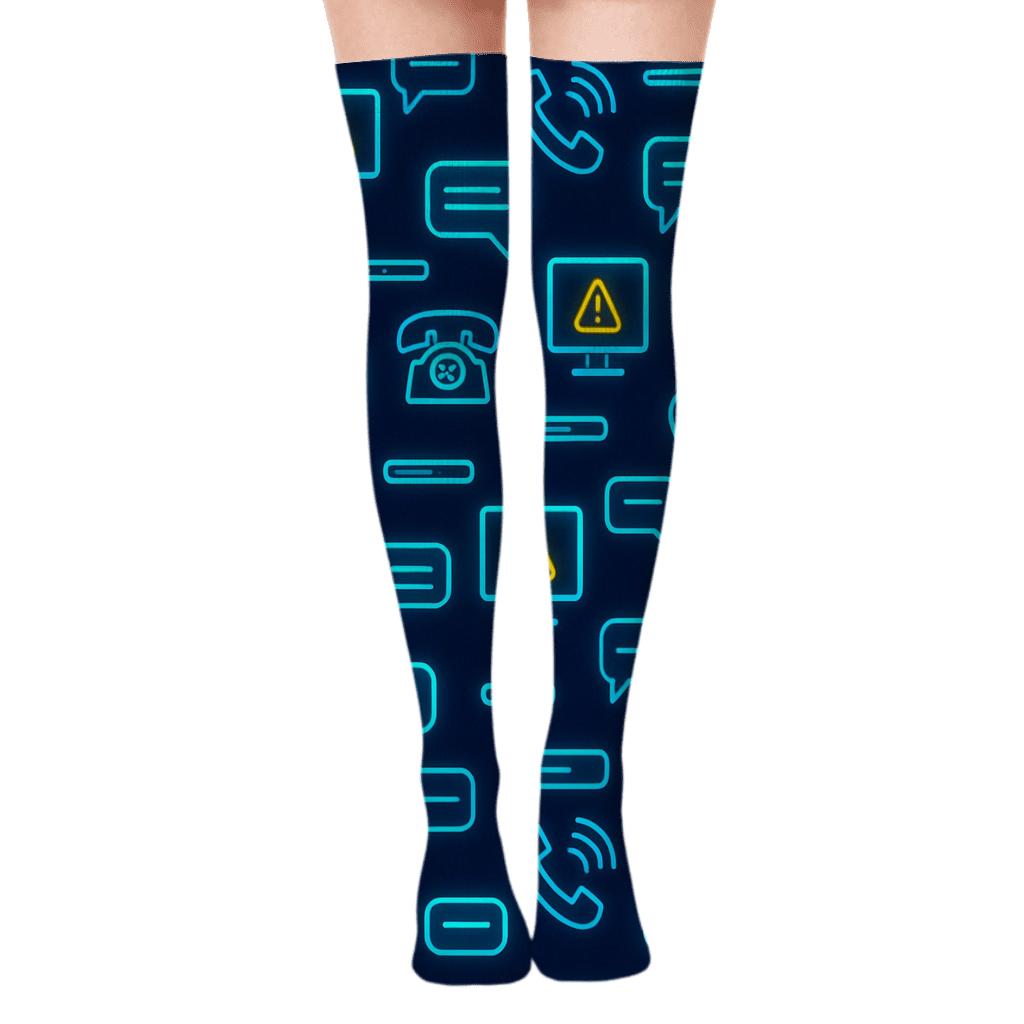 It Support Specialist Night Shift Dashboard Pattern designer print over-the-knee socks