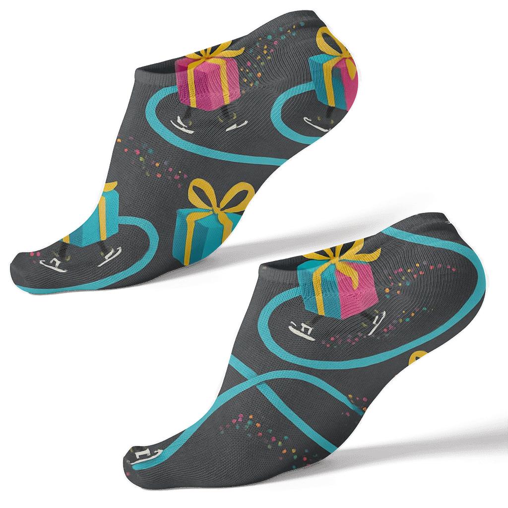 Cosmic Parcel Parade With Presents Motif custom ankle socks