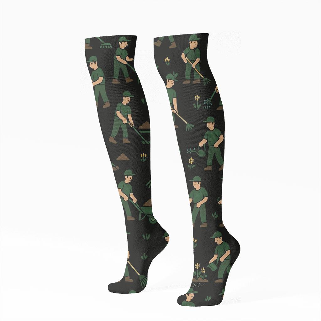 Groundskeeper Garden Constellation Grid designer print knee-high socks