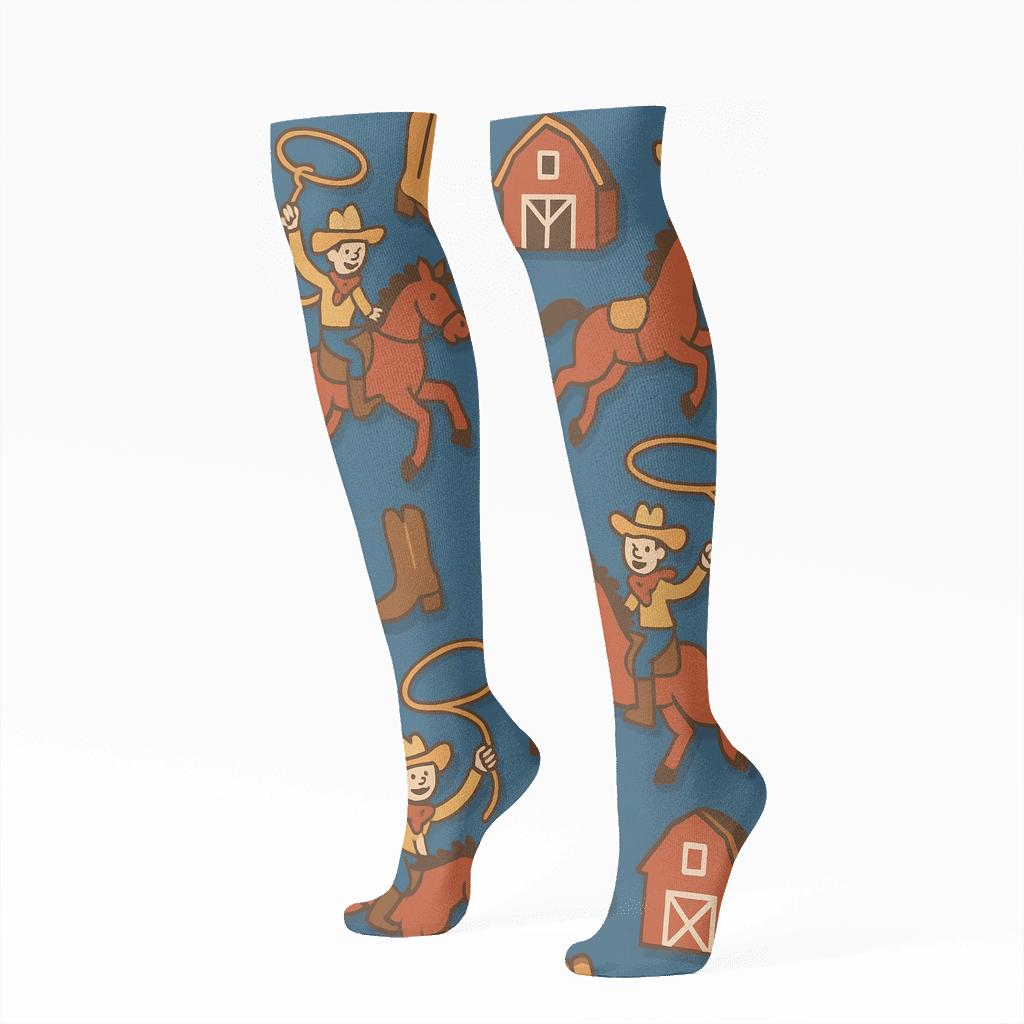 Rancher Starry Rodeo Sky Pattern premium sports knee-high socks