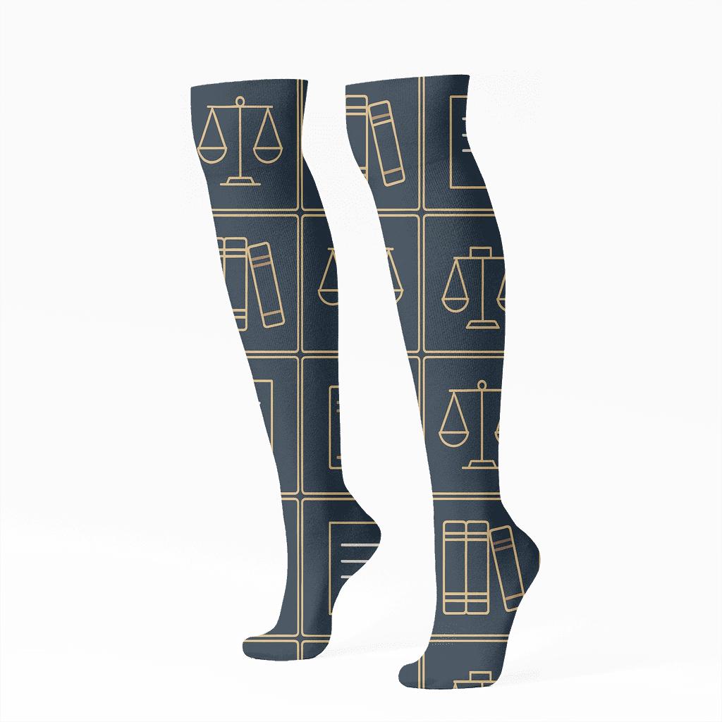 Scales And Statutes Grid Lawyer stylish athletic knee-high socks