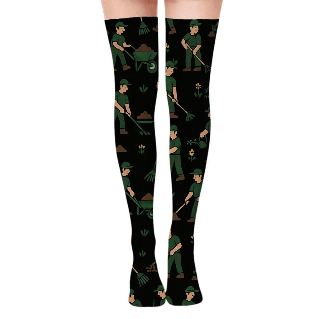 Groundskeeper Garden Constellation Grid soft everyday over-the-knee socks