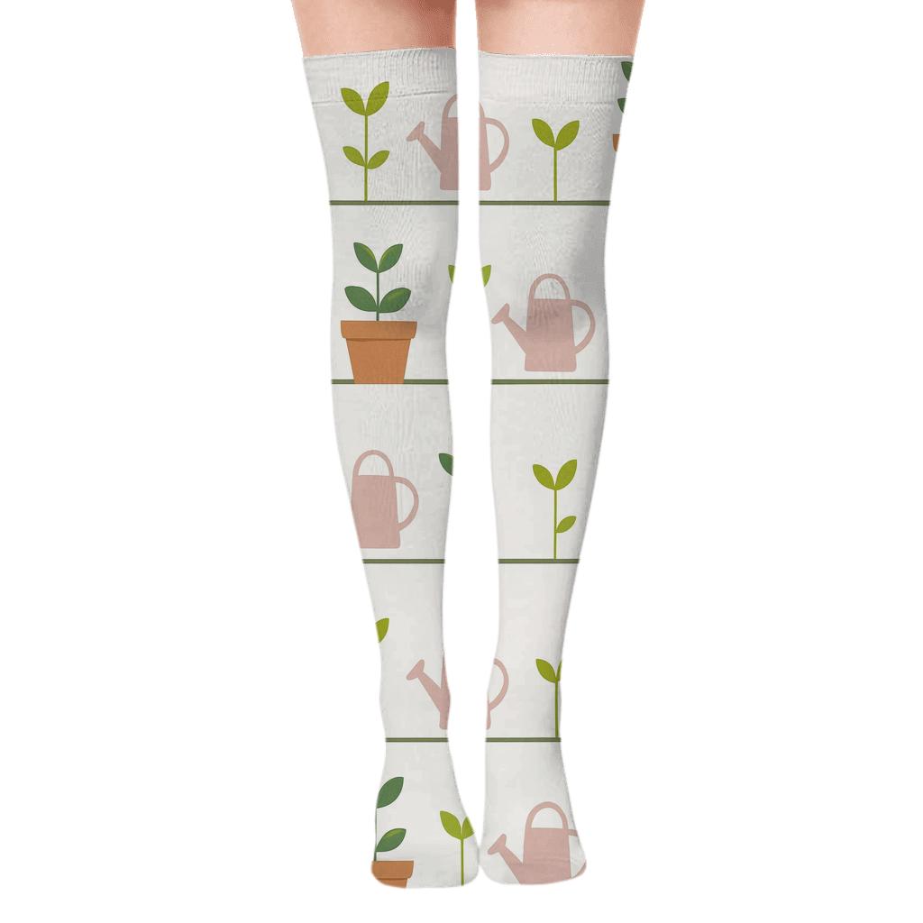 Cosmic Herb Bands Pattern Gardener Edition soft everyday over-the-knee socks