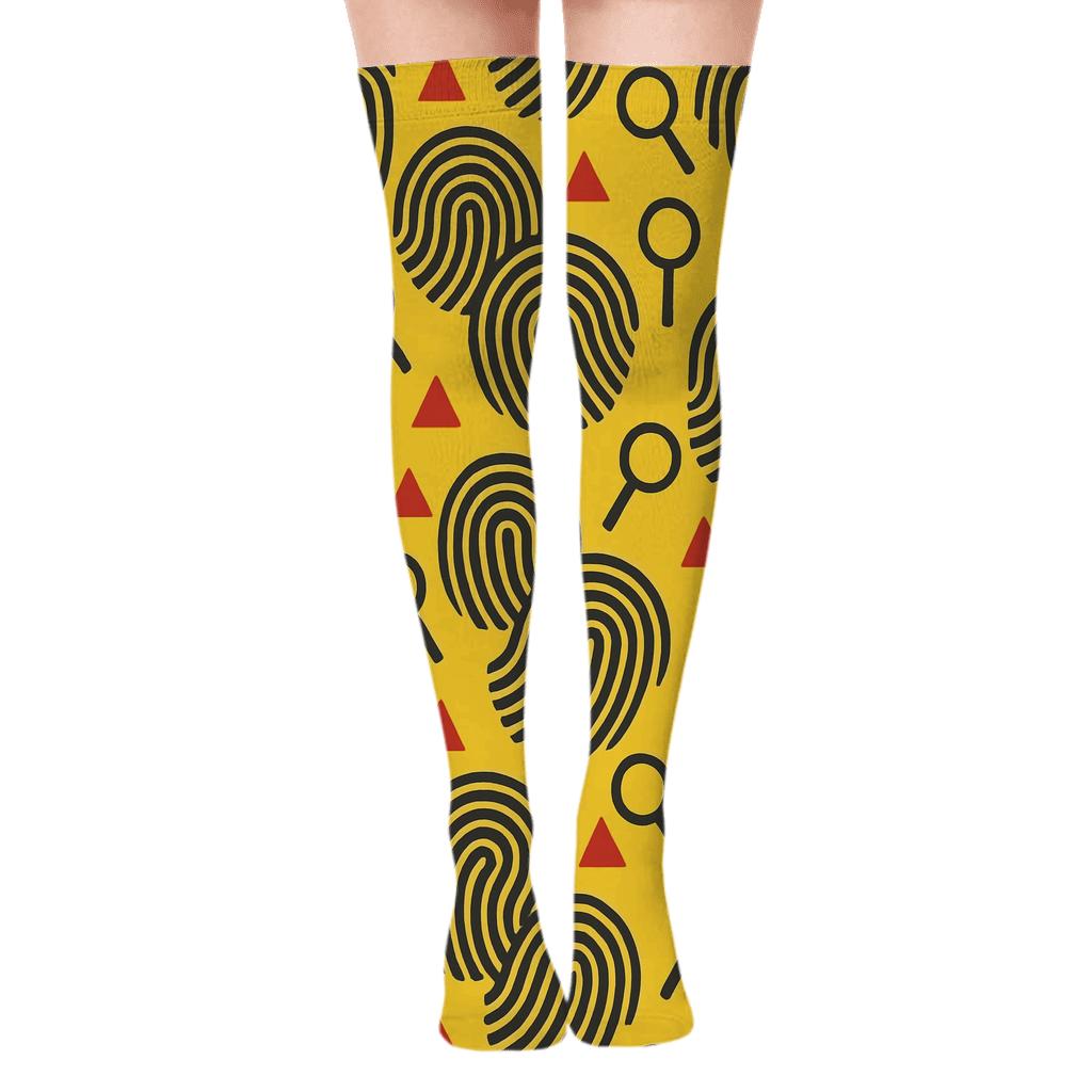 Fingerprint Tessellation In Crime Scene Investigator Style custom over-the-knee socks