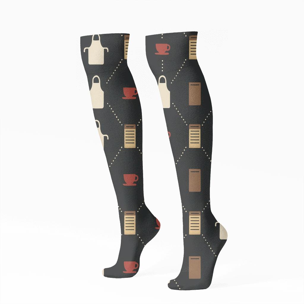Apron Constellation Dots Waitress Edition trendy patterned knee-high socks