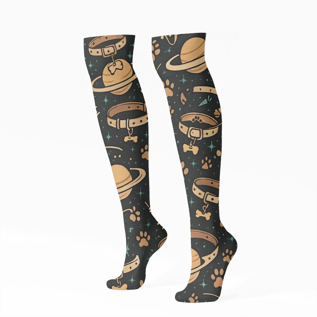 Constellation Collars In Veterinarian Orbit trendy patterned knee-high socks