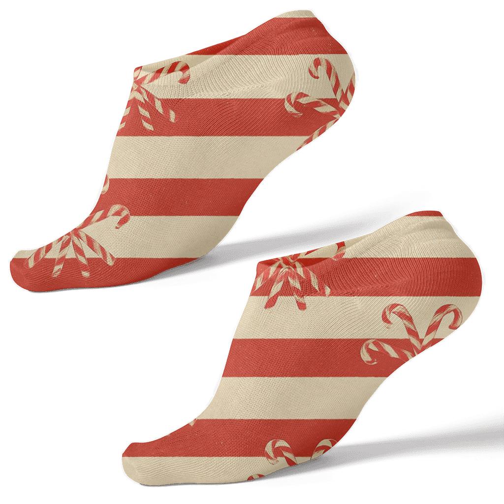 Candy Canes Nova Stripe Interrupt Design designer print ankle socks