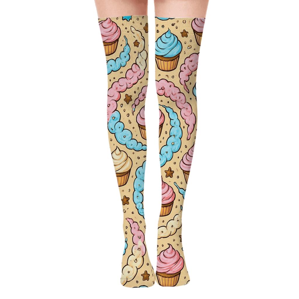 Cupcake Nebula Spiral Baker custom over-the-knee socks