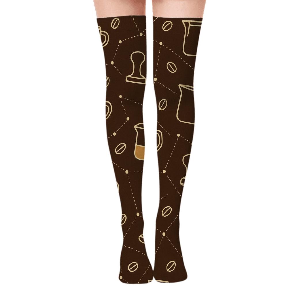 Constellation Of Coffee Cups In Barista Constellations premium cozy over-the-knee socks