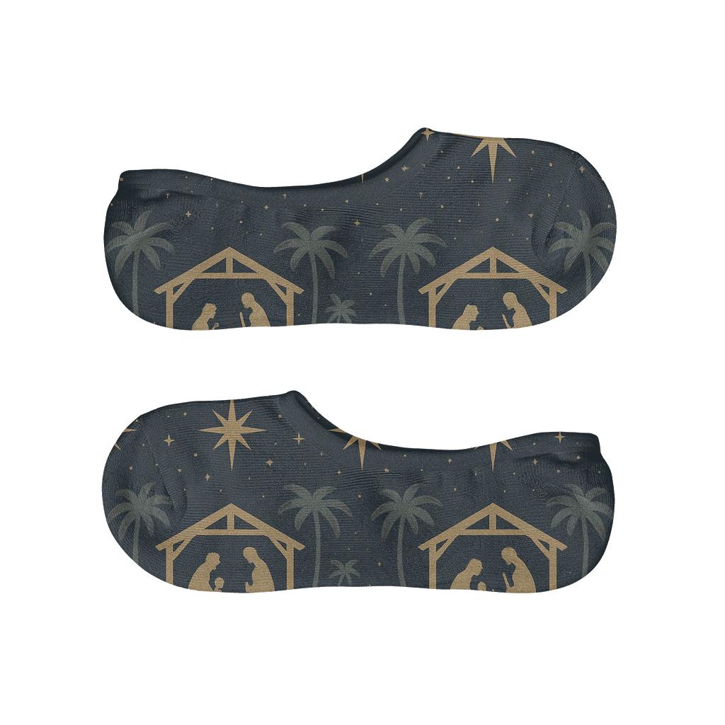 Midnight Nativity Xmas Silhouette Scene Repeat anti-slip no-show socks