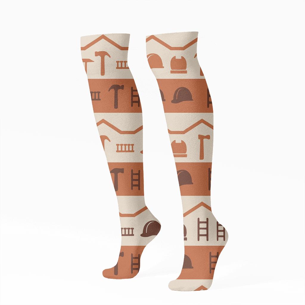 Terracotta Tool Stripe Tapestry Roofer Edition personalized knee-high socks