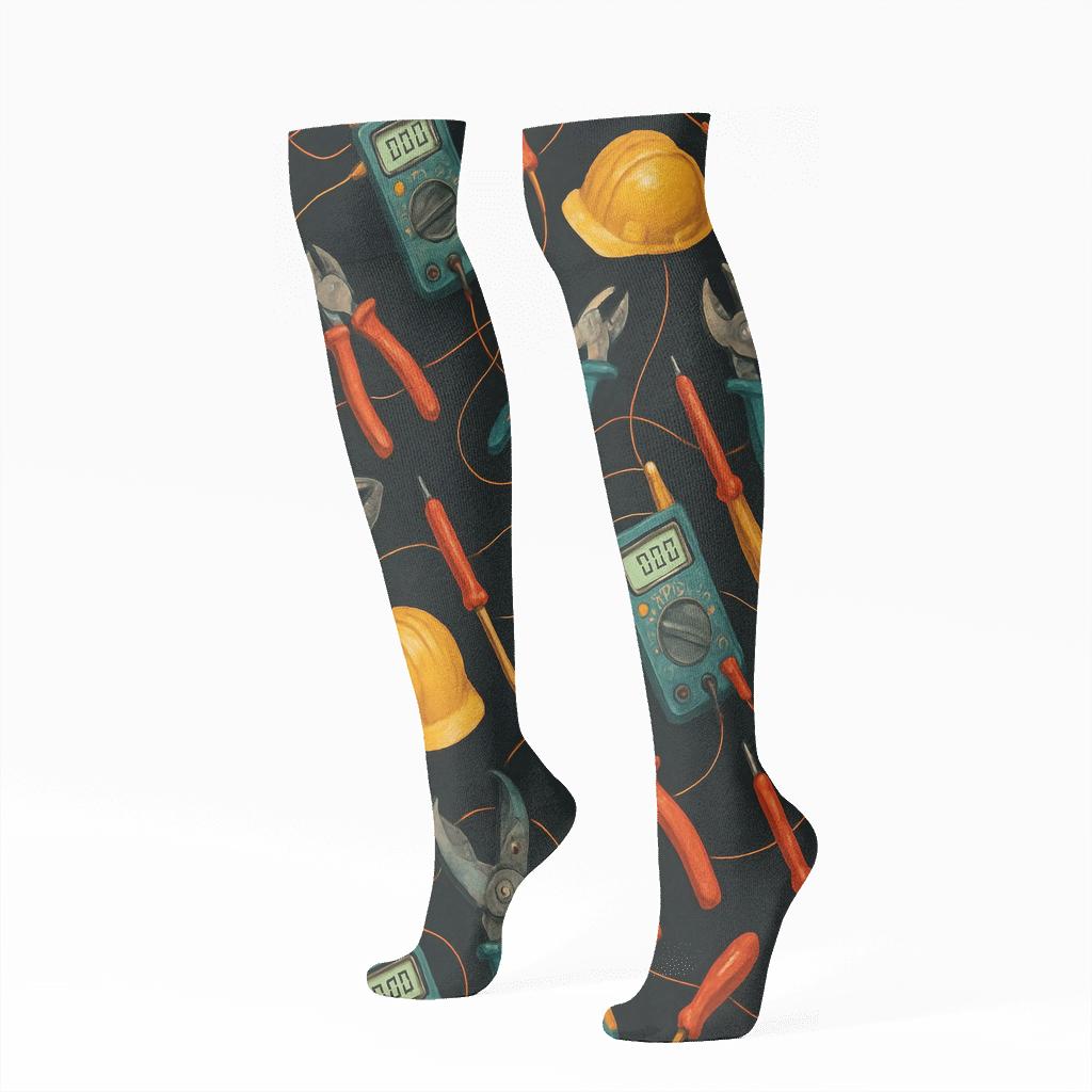 Constellation Tools With Galactic Electrician Flow comfortable cotton knee-high socks