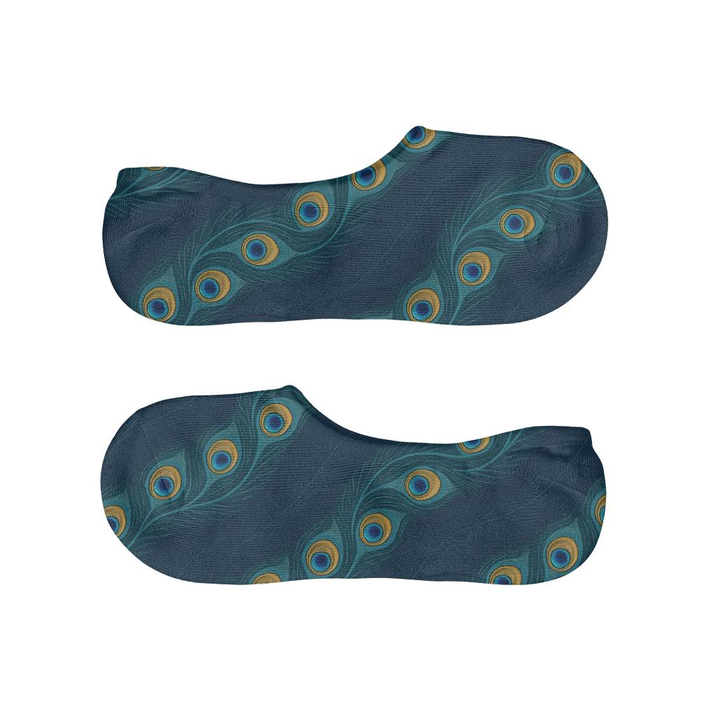 Peacock Eye Feather Spiral Bands low cut no-show socks