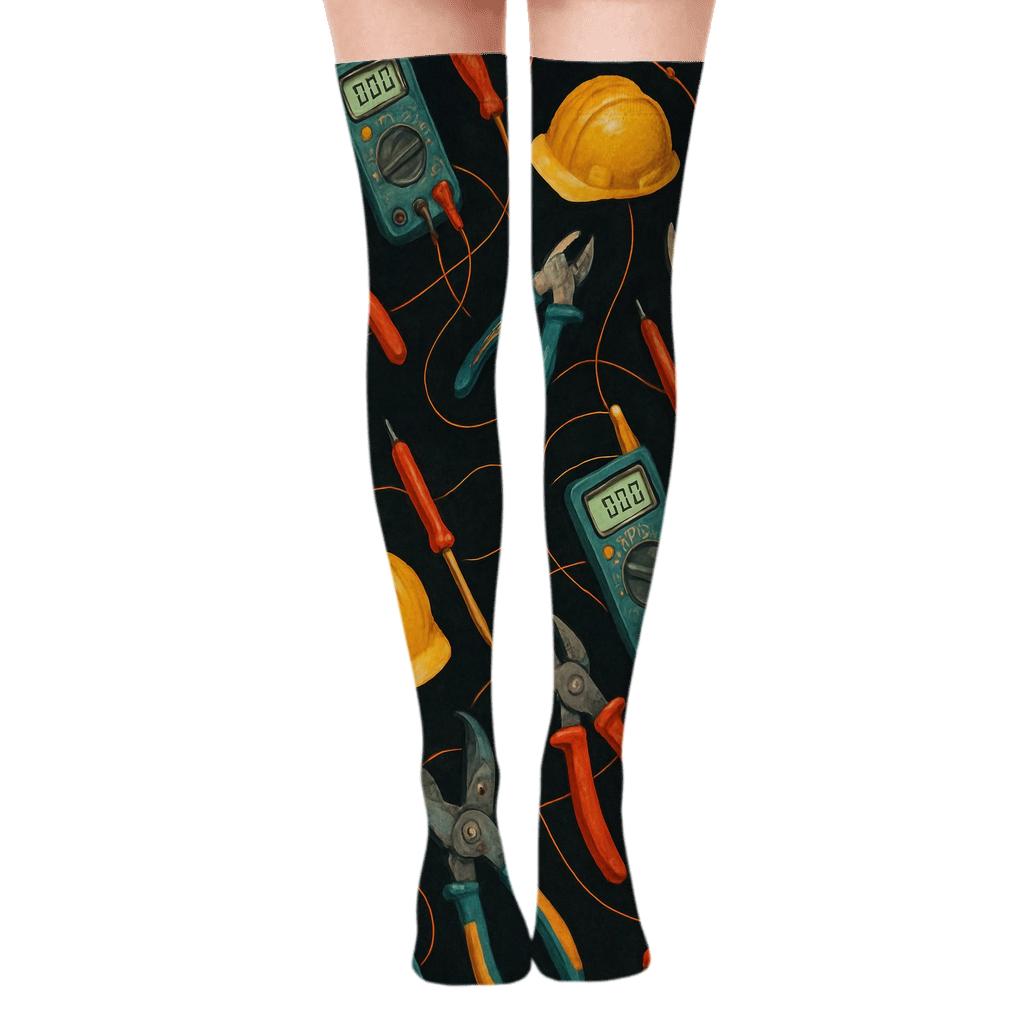 Constellation Tools With Galactic Electrician Flow trendy patterned over-the-knee socks
