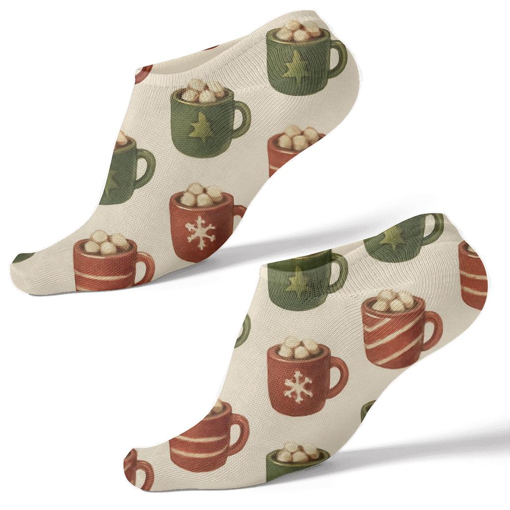 Holiday Mug And Cocoa Dot Grid custom ankle socks