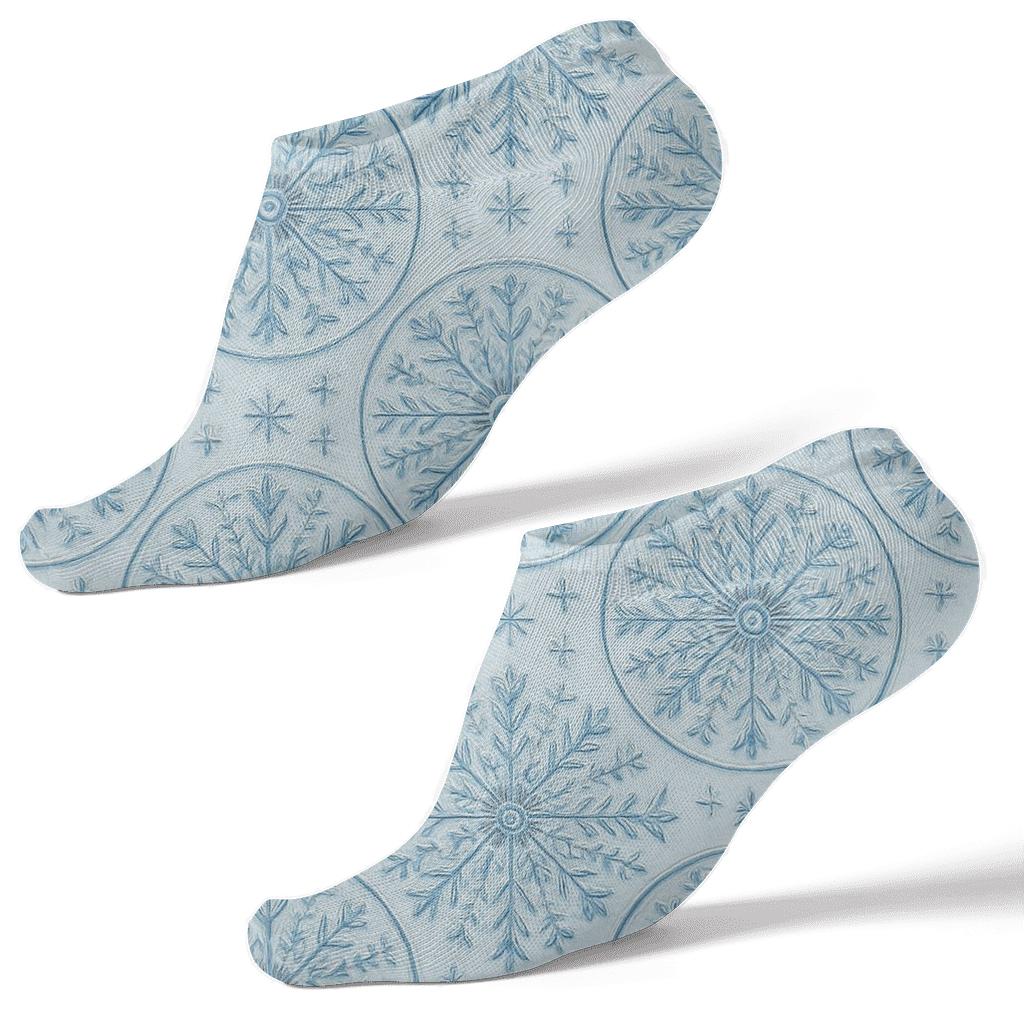 Glistening Snowflake Christmas Mandala Tiles premium sports ankle socks