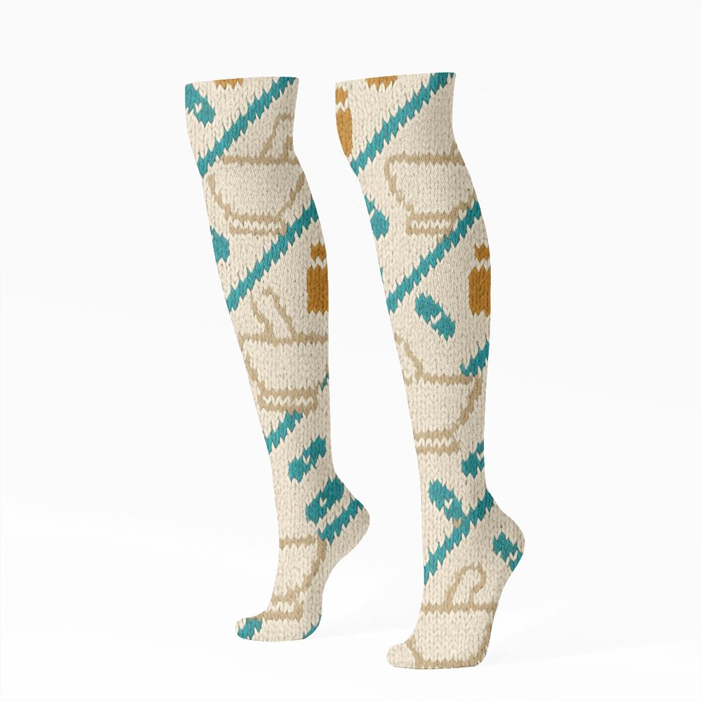 Mortar And Pestle Lattice Pattern Pharmacist Edition personalized knee-high socks