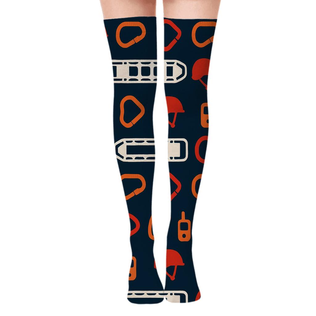 Mountain Beacon Bands With Search And Rescue Worker Icons premium cozy over-the-knee socks