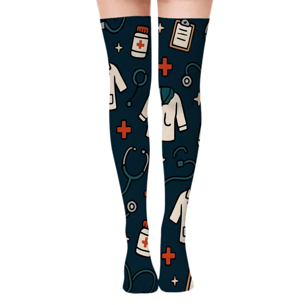 Doctor Night Shift Constellation Pattern comfortable cotton over-the-knee socks