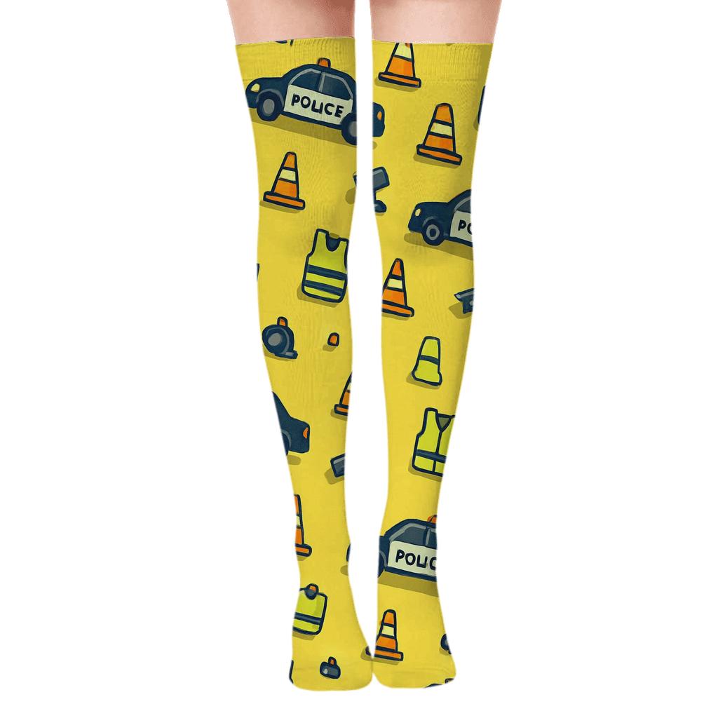 Patrol Parade With Security Guard Icons personalized over-the-knee socks