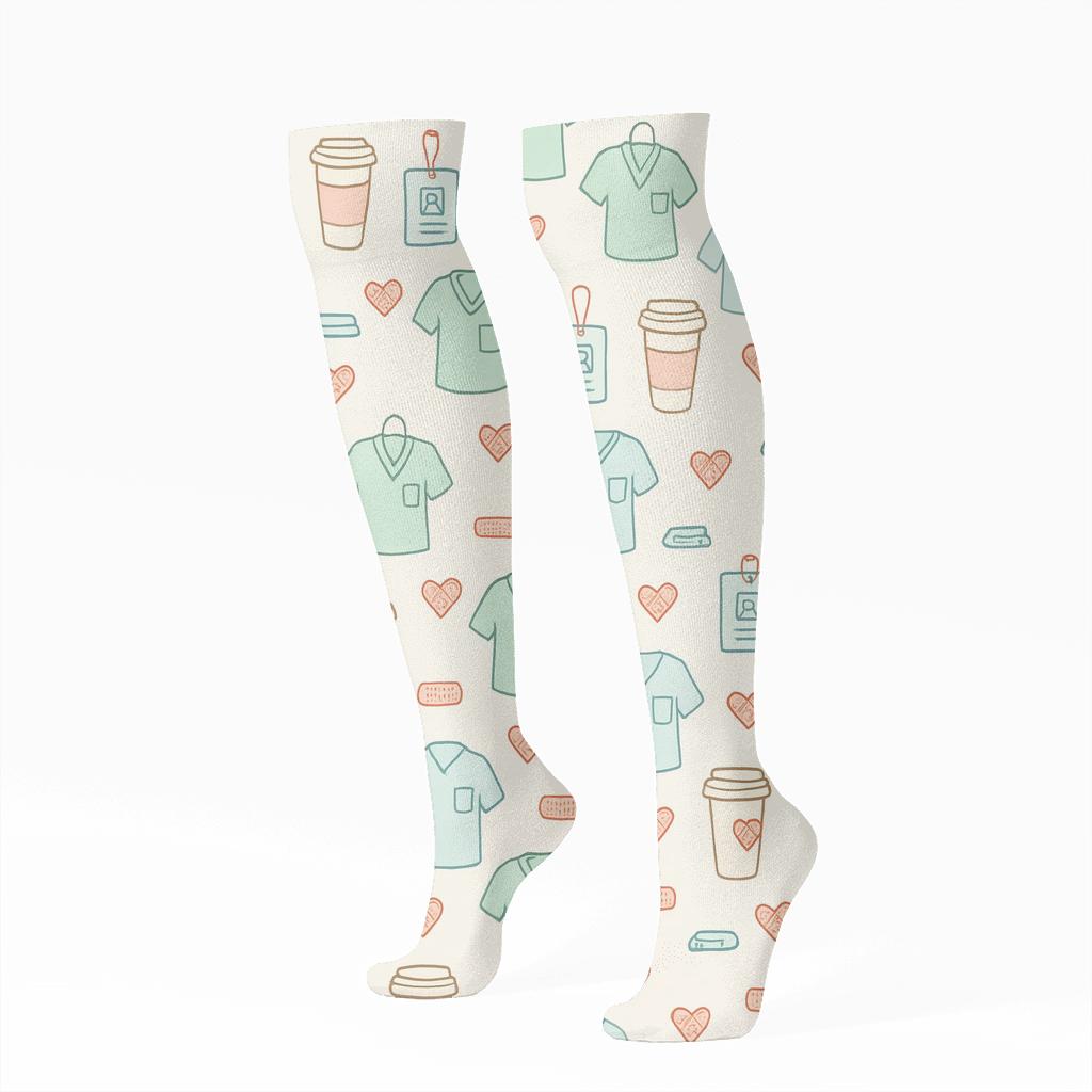 Clinic Breaktime Cups Nurse Style personalized knee-high socks