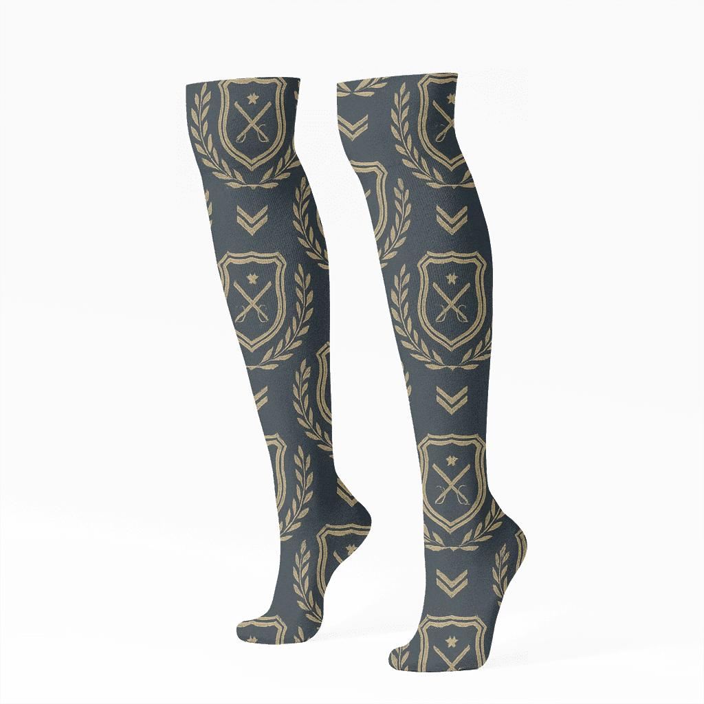 Badge Wreath Tessellation Honor To The Police Officer comfortable cotton knee-high socks