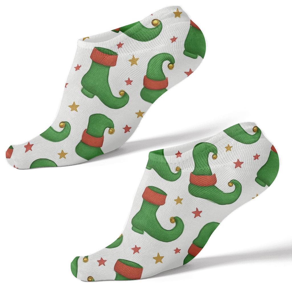 Playful Elf Holiday Footsteps Trail personalized ankle socks