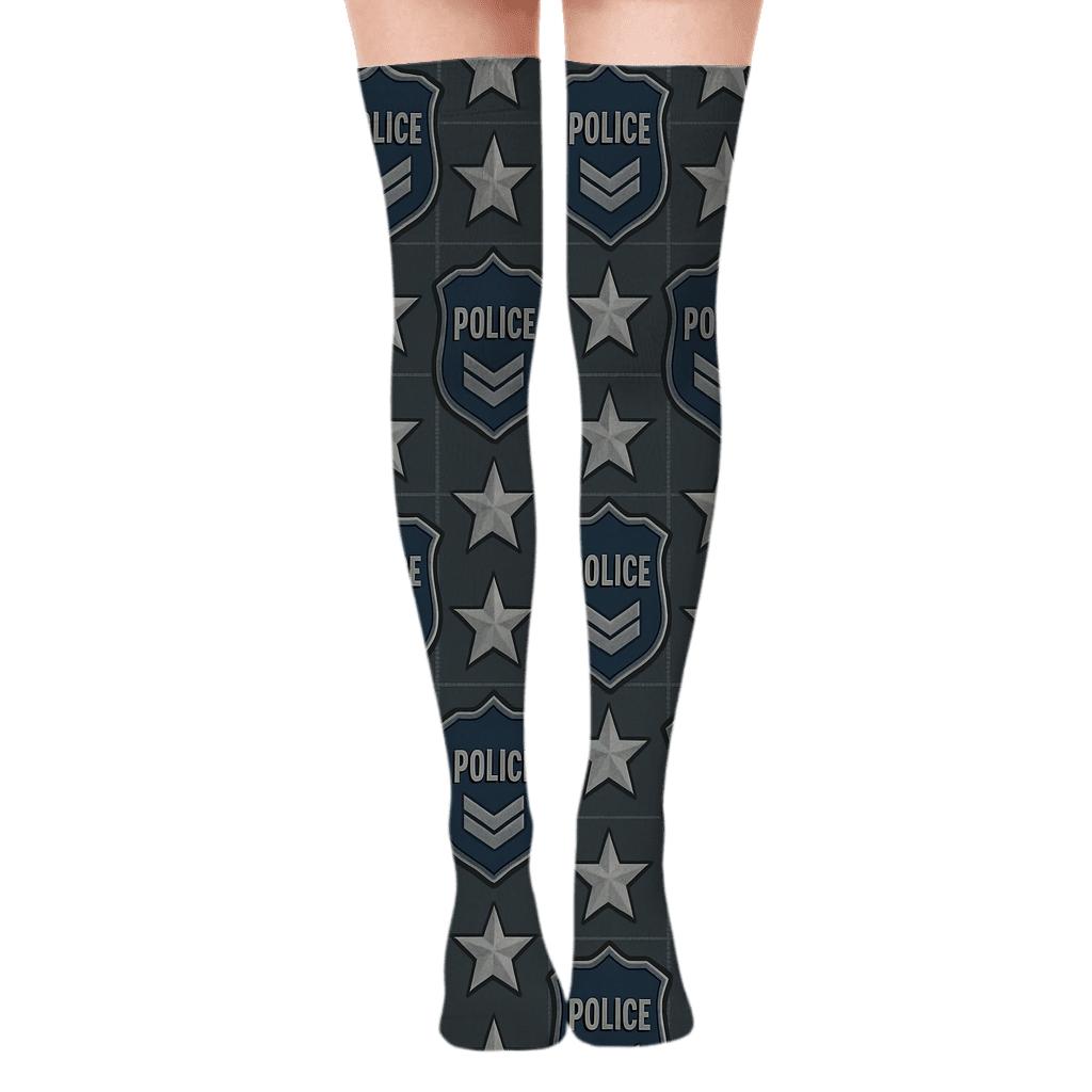 Police Officer Night Patrol Badge Grid custom over-the-knee socks