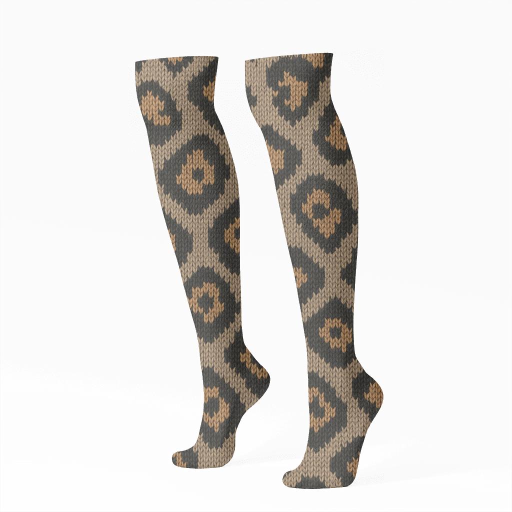 Charcoal Fur Micro Dot Knit Illusion premium sports knee-high socks