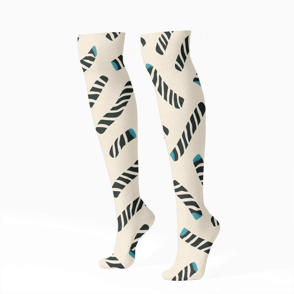 Teal Glow Broken Stripe Scatter personalized knee-high socks