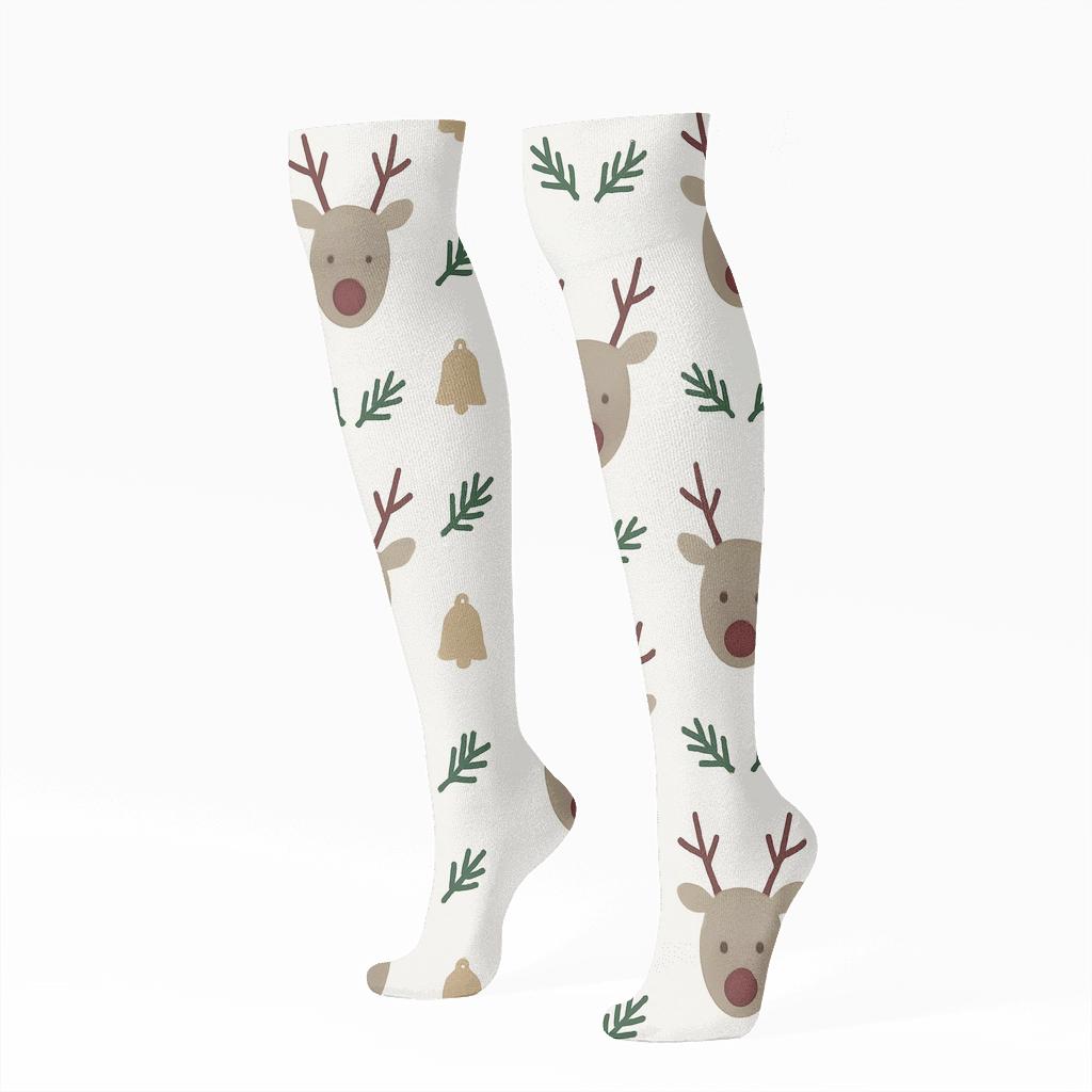 Antler Garland Band Holiday Grid Rudolph premium sports knee-high socks