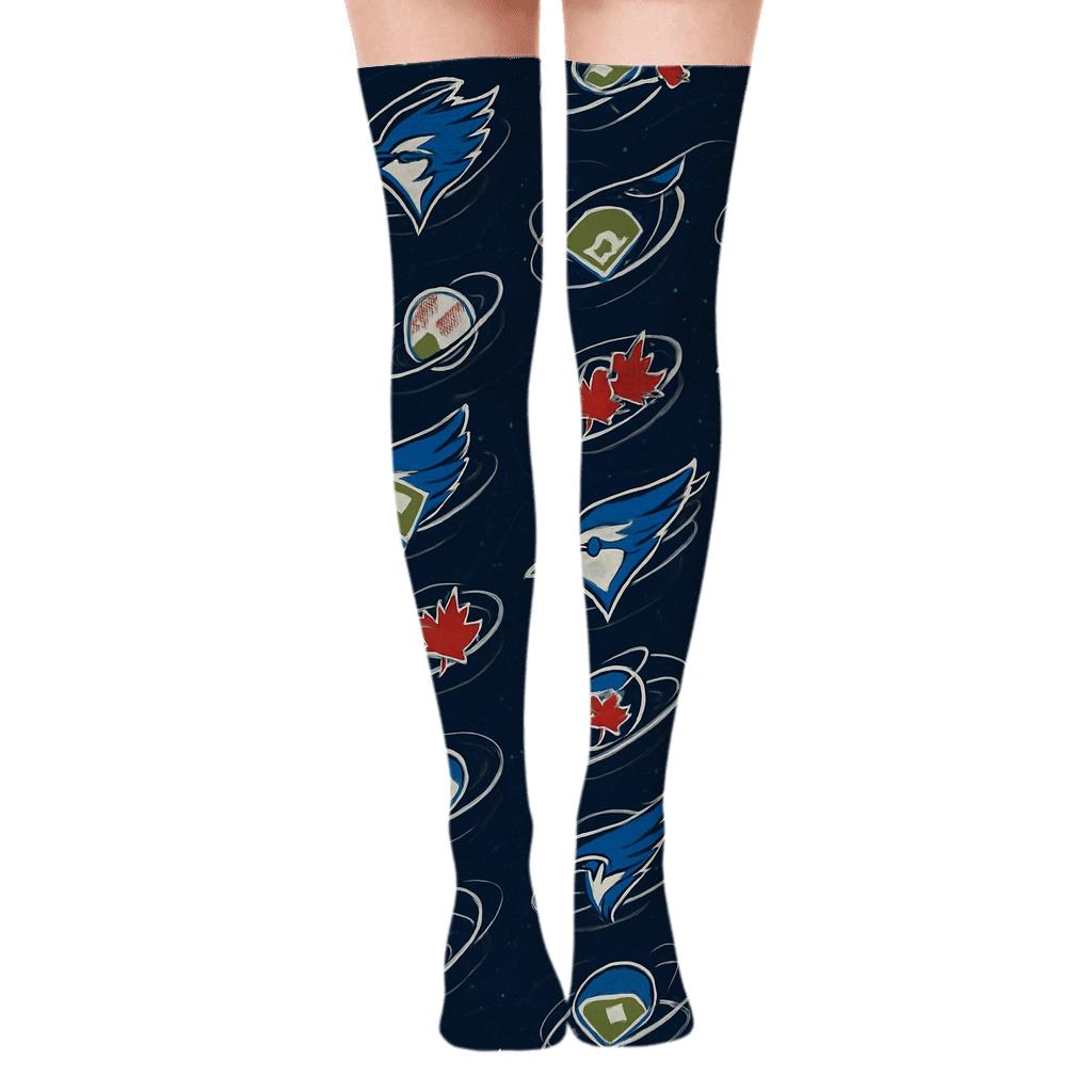 Blue Jays Cosmic Diamond Field Pattern trendy patterned over-the-knee socks