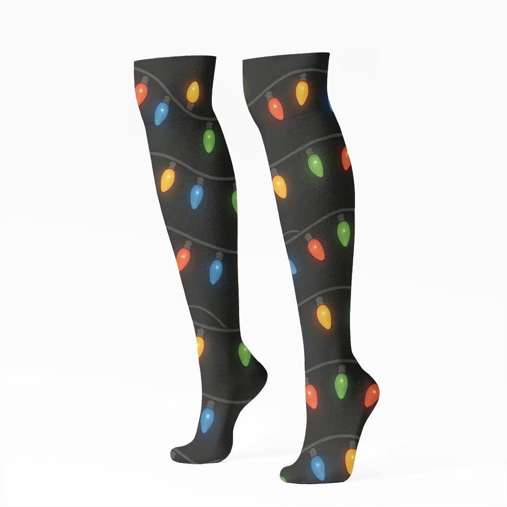 Holiday Lights Tangled Stripe premium sports knee-high socks