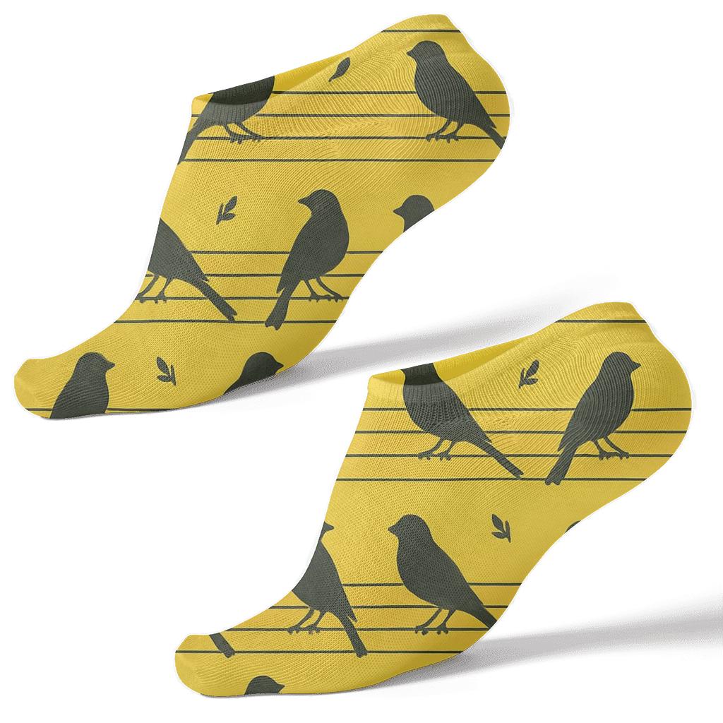 Canary Song Line Stripes On Sunny Yellow trendy patterned ankle socks