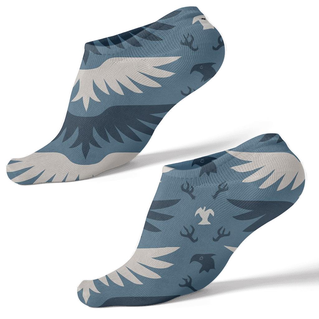 Eagle Wing Span Bands On Storm Blue comfortable cotton ankle socks