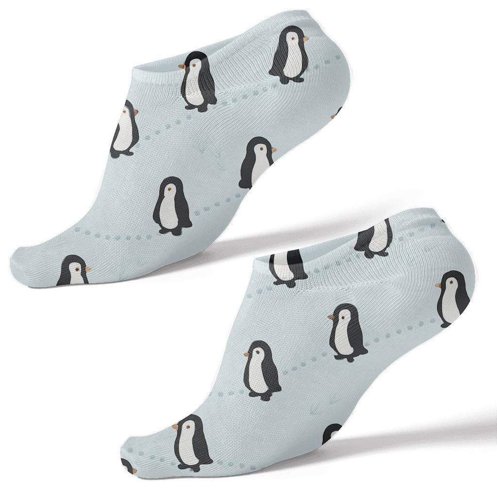 Penguin Waddle Path Dots On Ice Blue soft everyday ankle socks