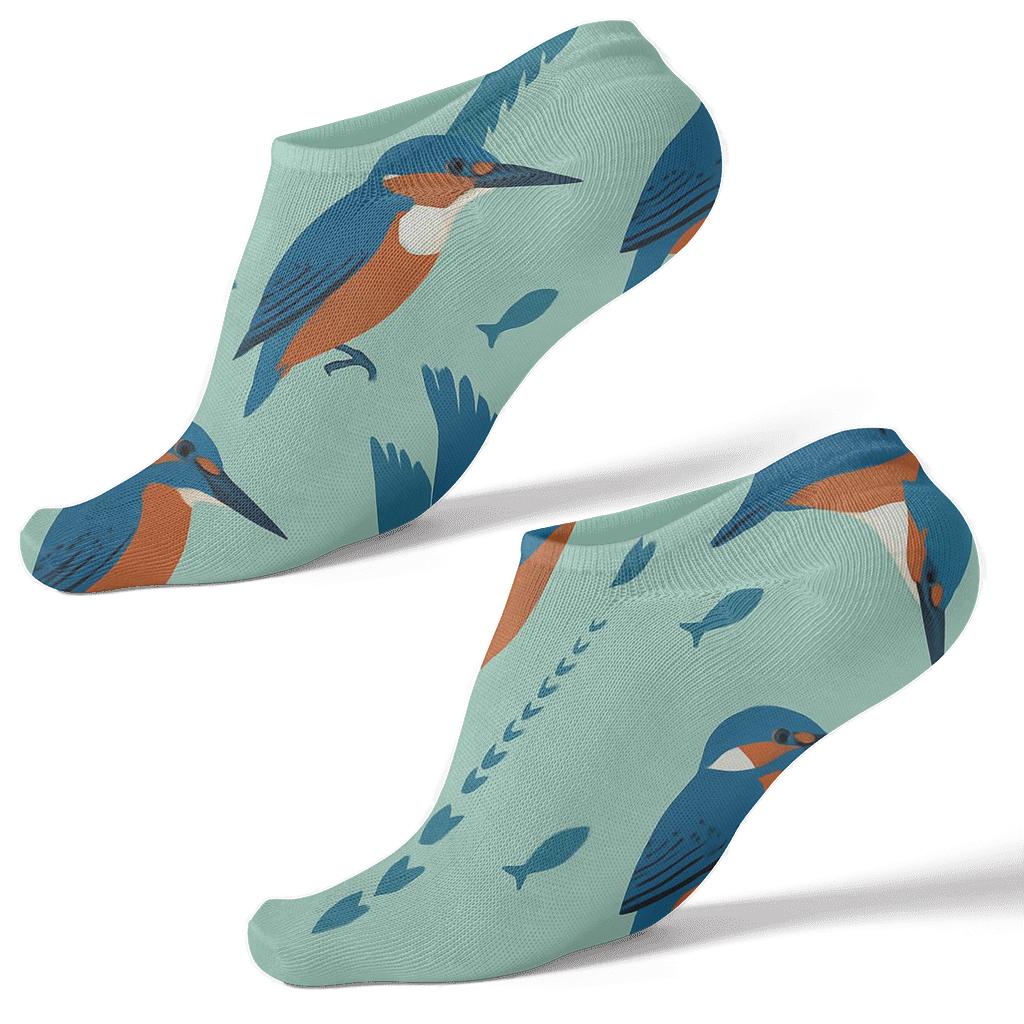 Kingfisher Perch And Dive Zigzag designer print ankle socks