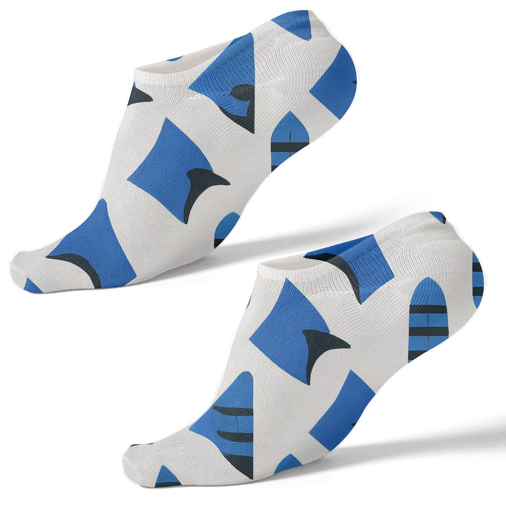 Blue Jay Crest And Tail Diagonal Grid soft everyday ankle socks