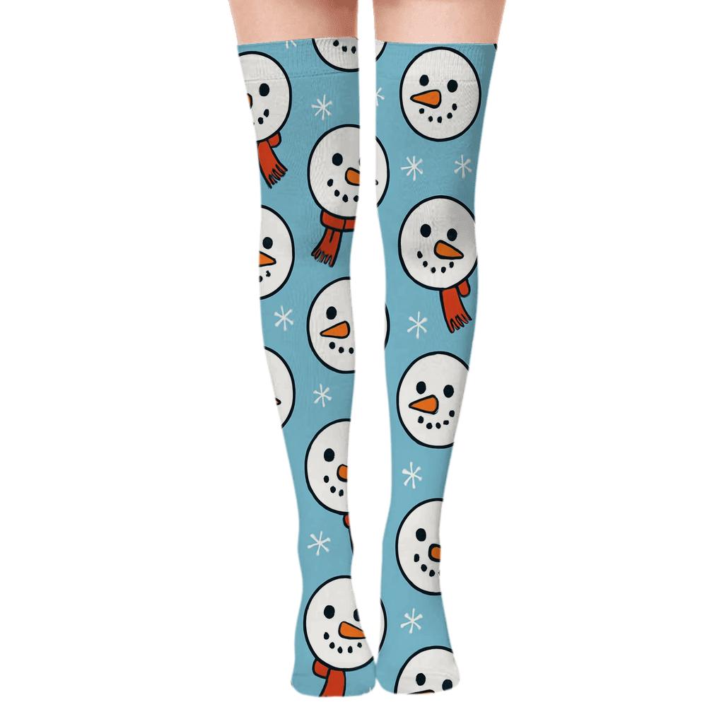 Snowman Polka Holiday Cheer custom over-the-knee socks