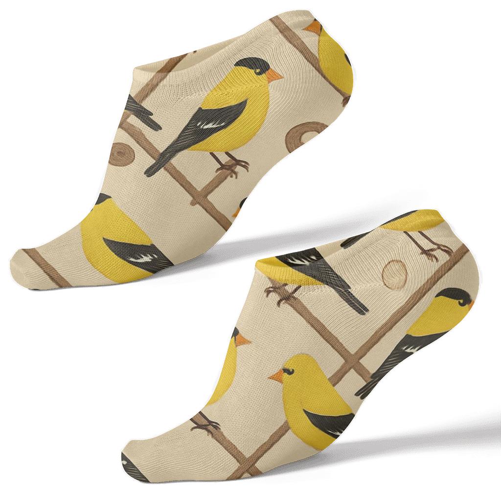 Goldfinch Branch Diagonal Plaid comfortable cotton ankle socks