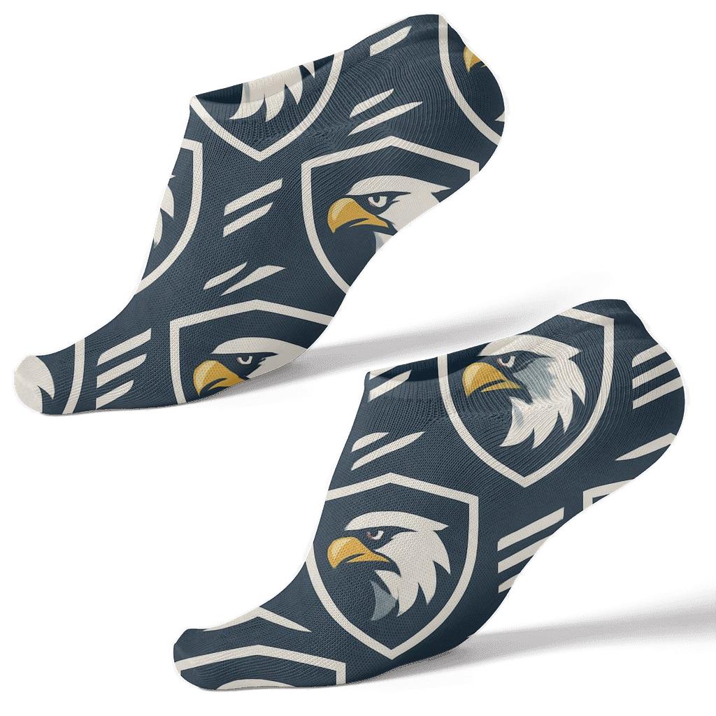 Eagle Crest Shield Repeat On Iron Blue premium sports ankle socks