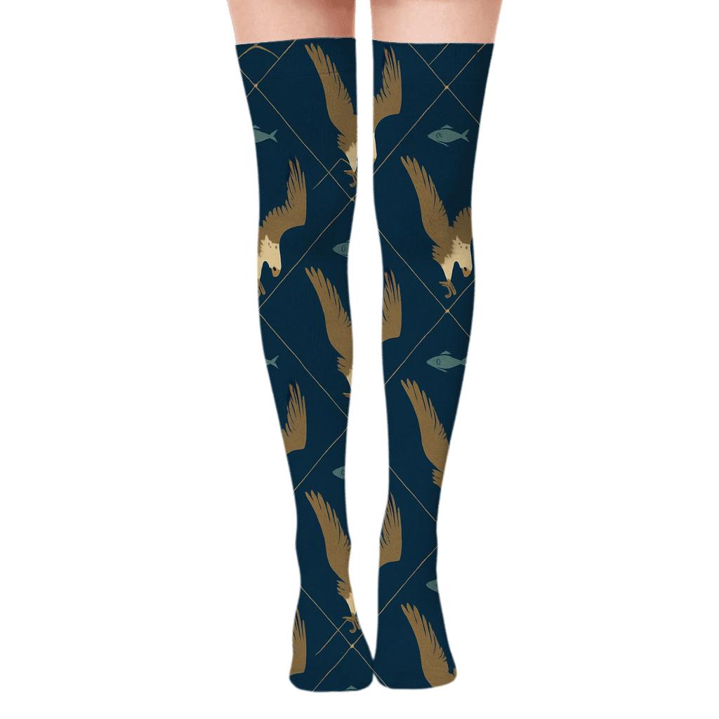 Osprey Fishline Flight Net On Deep Marine designer print over-the-knee socks