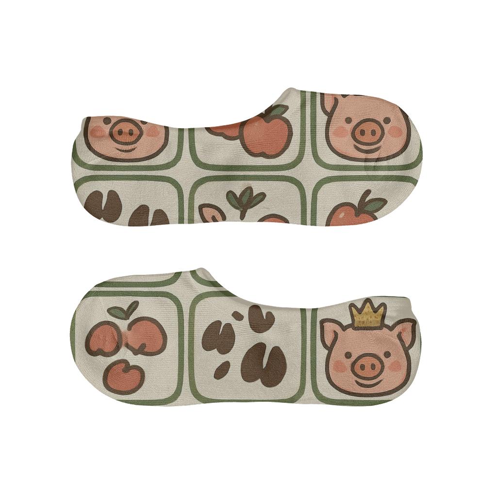 Blush Farm Grid Pig Crown Parade breathable seamless no-show sockscustom no-show socks