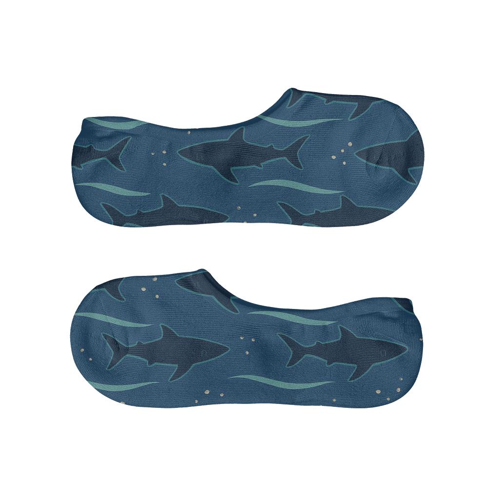 Shark Tidal Mirage Pattern Grid designer printed no-show socks