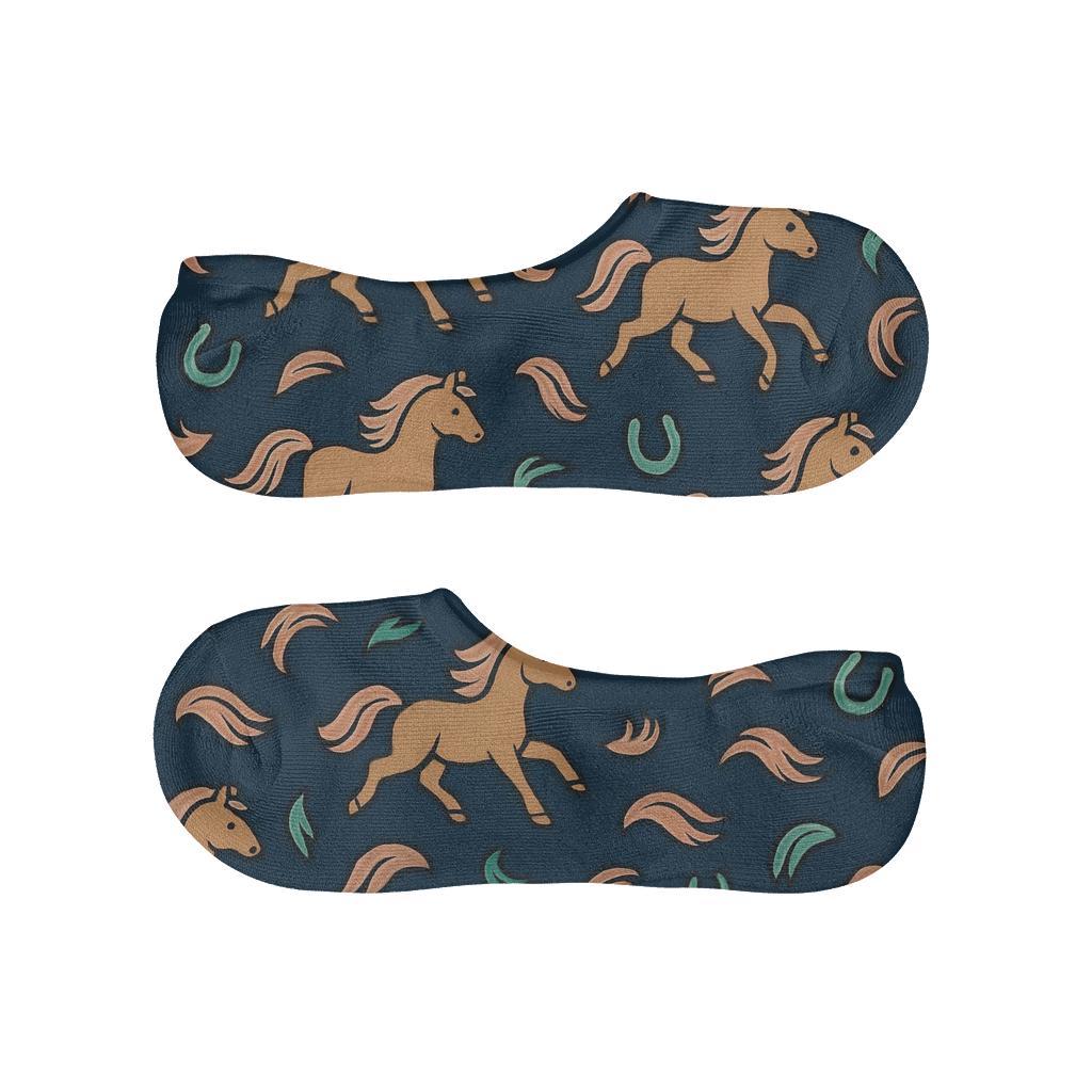 Starlit Silhouette Cascade With Pony Charm designer print no-show socks