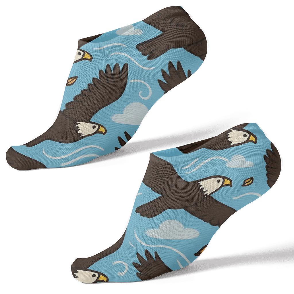 Sky Currents With Eagle Silhouettes Lattice designer print ankle socks