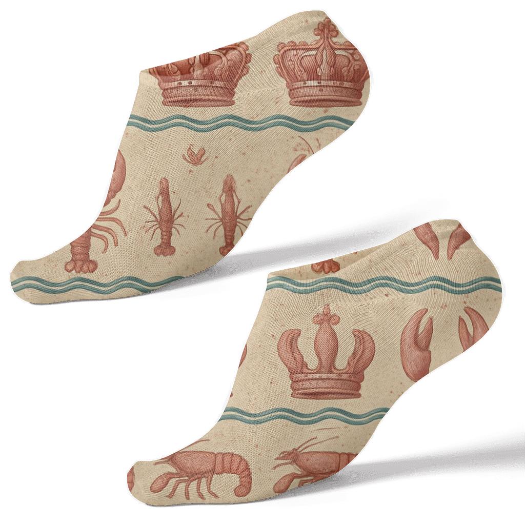 Coral Crown Parade With Lobster Motifs custom ankle socks